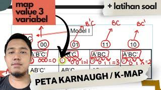 Penyederhanaan Rangkaian Logika dengan Peta Karnaugh - Model Map Value Untuk 3 Variabel