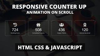 Responsive Counter up Animation on Scroll using HTML CSS & jQuery