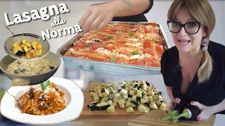 LASAGNA WITH AUBERGINES  baked pasta with Aubergines  typical Italian pasta 