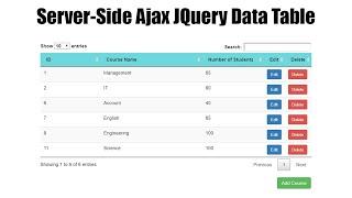 Server Side Ajax JQuery CRUD Data Table - Step by Step - PHP, MySql, Bootstrap Modal, Javascripts