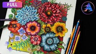 How to color different Flowers | WORLD OF FLOWERS by Johanna Basford | Prismacolor colored pencils