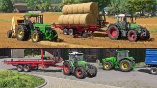 LS22 /Deutschland/#164 Lexion 770, JD8530/4955, FENDT 820 Ernte, Strohballenpressen, Ballentransport