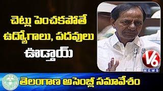 CM KCR Speaks About Haritha Haram | Telangana Assembly | V6 News