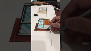 Architectural rendering—Colored pencils