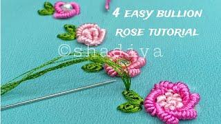 Hand embroidery 4 type bullion knot stitch rose tutorial for beginners|hand embroidery tutorial