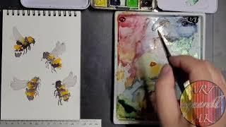 Aquarell-Tutorial: Süße, lustige Humeln.