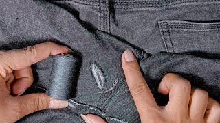 learning a craft | Learn by yourself how to invisibly fix a hole on jeans between the legs