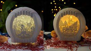 How to make a Snow Globe Pop Up for Christmas Decor, Christmas night lights SVG for Cricut Projects