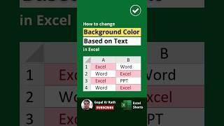 How to Change Background Color Based on Text in Excel #shorts