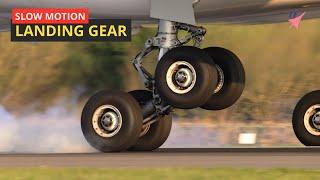 Aircraft Landing Gear Close UP in Action