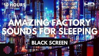 Factory sounds with engine room noise and conveyor belts - 10 hours with black screen