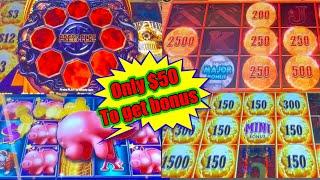 Play smart when u put in $50 only. 5 slots Win and run! Bull rush 2 x Dragon train Piggy Bankin