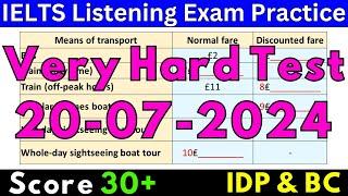 DIFFICULT IELTS LISTENING TEST 20 JULY 2024 WITH ANSWERS   IELTS PREDICTION  IDP & BC