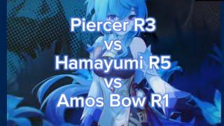 Ibis Piercer R3 vs Hamayumi R5 vs Amos Bow R1 - Ganyu Showcase | Genshin Impact