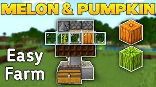 Minecraft : Easiest Melon & Pumpkin Farm Tutorial | Survival (MCPE,Xbox,PS4,Windows10)