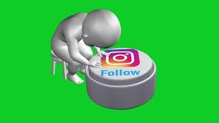 3D Animated Follow Button Green Screen Instagram & Twitter No Copyright Footage