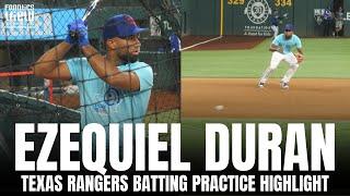 Ezequiel Duran Takes First Round of Batting Practice & Ground Ball Reps After MLB Call Up to Texas