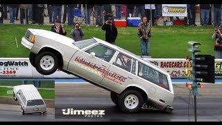 RICKY KIRKPATRICK'S WINNING WHEELSTANDS IN HIS '81 MALIBU WAGON AT BYRON