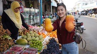 Market show: Yummy fruit dessert and crispy chicken cook for children