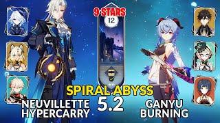 New 5.2 Spiral Abyss | Neuvillette Hypercarry Team and Ganyu Burning | Genshin Impact Floor 12