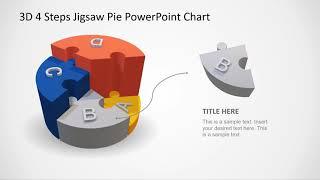 3D Model 4 Steps Jigsaw PowerPoint Pie Chart