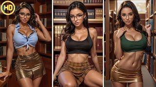 Audrey the Sexy Librarian Cosplay (AI Lookbook) 4K HD