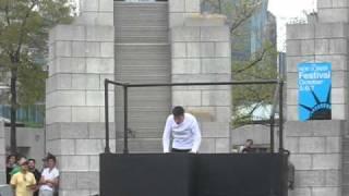 David Belle Parkour Jump & Back Flip Outside Jacob Javitz Center New York City