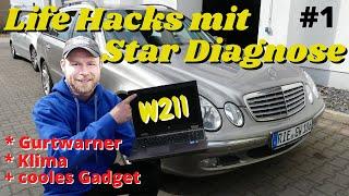 Life Hacks Mercedes E-Klasse W211 mit Star Diagnose | Gurtwarnung Klimaanlage Part 1 | MB Youngtimer