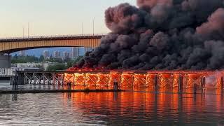 CP ABANDONED RAILROAD TRESTLE FIRE!!!! @ Richmond BC Canada 20JUN24.