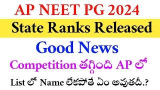 NEET PG 2024 | AP State Ranks Released | Cuttoff | Vision Update