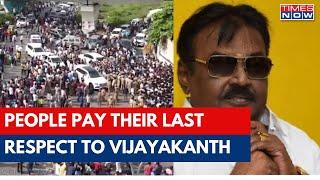 Vijayakanth Death: People Gathered To Pay The Last Tributes To DMDK Chief Captain Vijayakanth