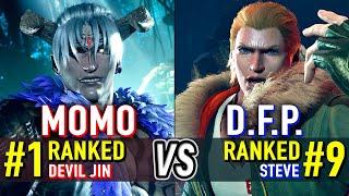 T8  MOMO (#1 Ranked Devil Jin) vs D.F.P. (#9 Ranked Steve)  Tekken 8 High Level Gameplay