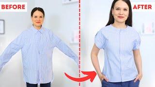 How to upcycle a men's shirt into a women's top with darts! (step-by-step)