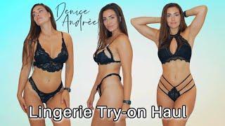 Black lace lingerie Try on haul  #lingerie #model