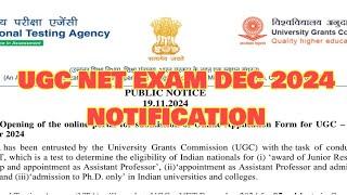 UGC NET EXAM DEC 2024: NOTIFICATION