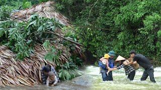 Aftermath of the Hurricane. Single Mother Gets Help from Kind Man