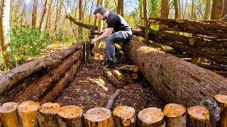 I Started to Build My Secret Village in Depth of the Wilderness -Bushcraft Shelters, Solo Camping