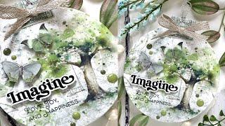 Shari Carroll is back with her popular Mixed Media Tag Journal: Imagine for Simon Says Stamp