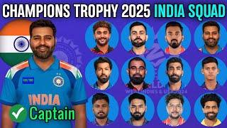 Champions Trophy 2025 | India 15 Members Team Squad | Team India Squad For ICC Champions Trophy 2025