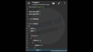 Embedded C Program for 8051 Toggle Switch