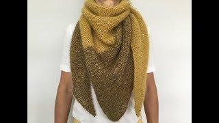 Двухцветный шейный платок Бактус. Работа над ошибками.Two-tone simple shawl.