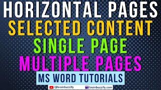 Make Selected Content, Single Page or Multiple Pages Horizontal in Word | Landscape Orientation