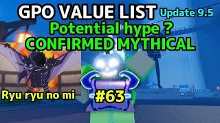 NEW GPO VALUE LIST UPDATE 9.5 #63 RYU RYU NO MI CONFIRMED MYTHICAL . POTENTIAL HYPE???