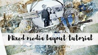 Mixed media layout tutorial | Beginner mixed media texture ideas