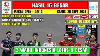 Hasil 16 Besar Macau Open 2024 Hari Ini ~ FIKRI/DANIEL ~ ARLYA/ZAHRA Kalah ~ 2 Wakil Lolos 8 Besar