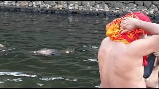 sabarimala Pamba River bathing, before climbing to Aayappan Hill...