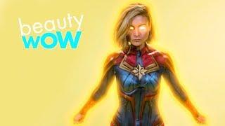 INCREDIBLE CAPTAIN MARVEL BODY PAINT! | BEAUTY WOW