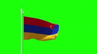 Armenia Flag Green SCREEN Close and Long Shots