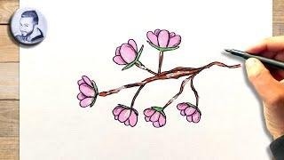 Comment dessiner une branche de cerisier en fleur