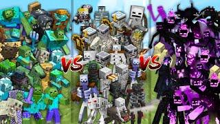 ALL ZOMBIES vs ALL SKELETONS vs ALL ENDERMEN in Minecraft Mob Battle